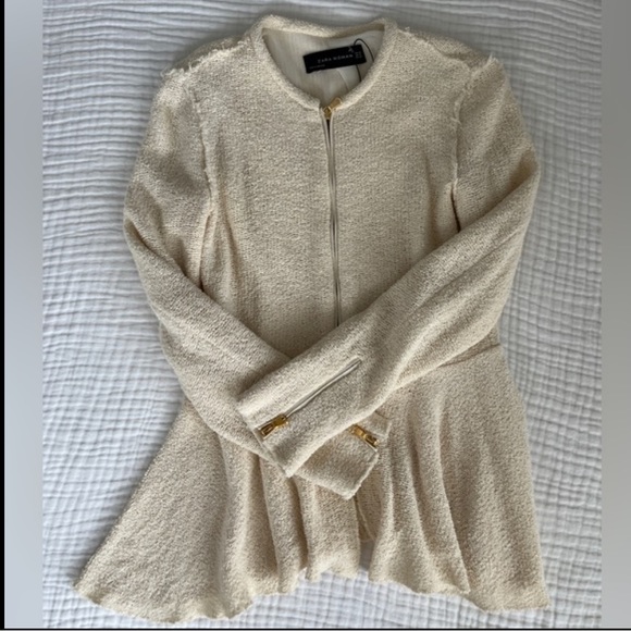 Zara Blazer, beautiful peplum, lined, gold zipper detail - bundle opportunity! - Picture 7 of 8